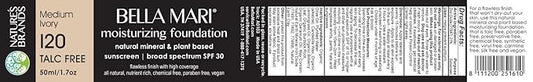 Bella Mari Natural Moisturizing Foundation, Medium Ivory (I20); 1.7floz Glass