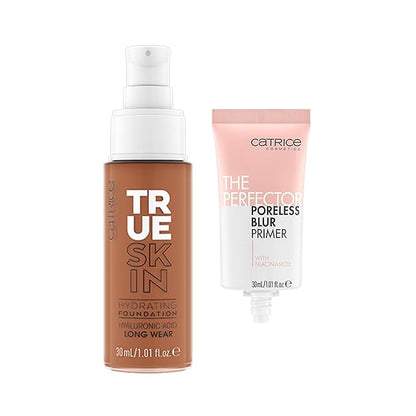 Catrice | True Skin Foundation 90 & The Perfector Poreless Blur Primer Bundle | Full Coverage Makeup | Vegan & Cruelty Free