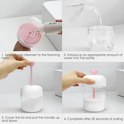 Face Cleanser Bubbler, Bubble Maker for Face Wash, Bubble Foamer Device, Gentle Deep Cleanser, Maker Face Foaming Maker for Cleaning (1, Blue) (1, Transparent)