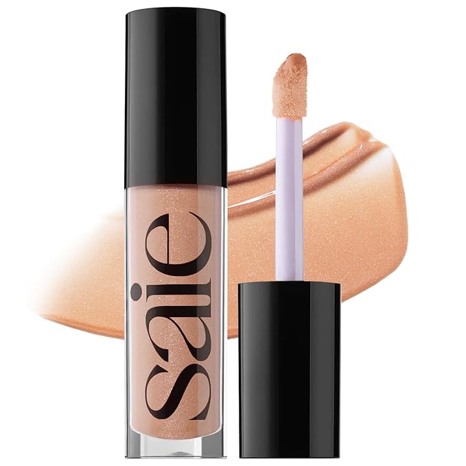 Saie Glossybounce High-Shine Hydrating Lip Gloss Oil - Sheer Tinted Lip Oil with Hyaluronic Acid + Jojoba Oil for Long-Lasting Moisture - Shake (.17 oz)