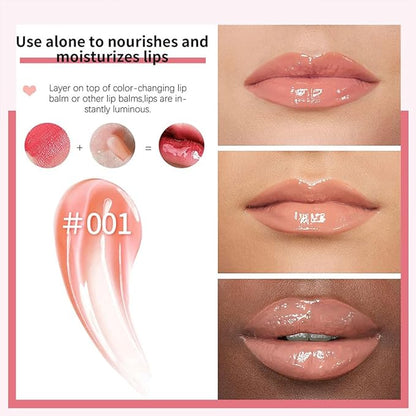 Hydrating Lip Glow Oil, Moisturizing Lip Glow Oil, Nourishing Glossy Transparent Lip Oil, Plumping Lip Oil, Lip Balm, Non-sticky Tinted Toot Lip Balm for Lip Care (PINK)0.2 OZ