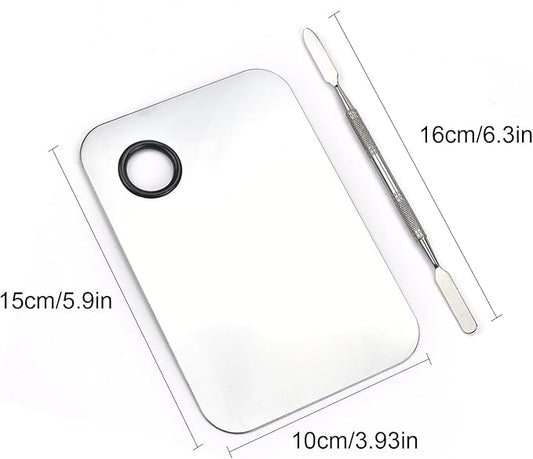 Makeup Mixing Palette, Stainless Steel Makeup Palette, Cosmetic Palette with Spatula Tool for Nail Art Eye Shadow Eyelash Makeup