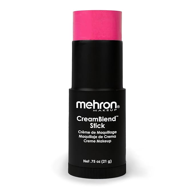 Mehron Makeup CreamBlend Stick | Face Paint, Body Paint, & Foundation Cream Makeup | Perfect for Halloween .75 oz (21 g) (Pink)