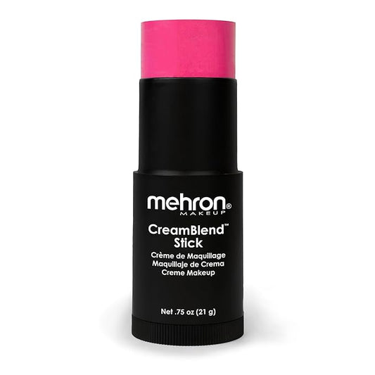 Mehron Makeup CreamBlend Stick | Face Paint, Body Paint, & Foundation Cream Makeup | Perfect for Halloween .75 oz (21 g) (Pink)