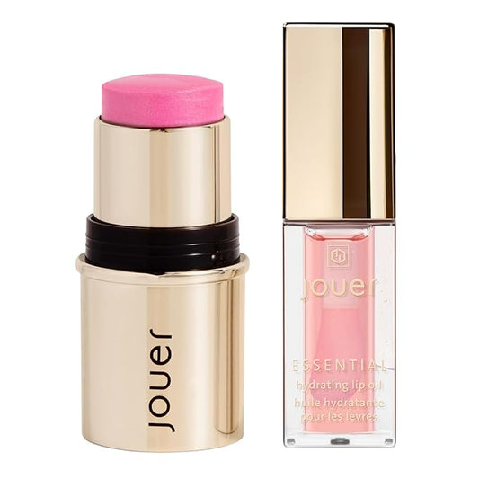 Jouer Peony Blush & Bloom Cheek + Lipstick & Lip Oil Bundle