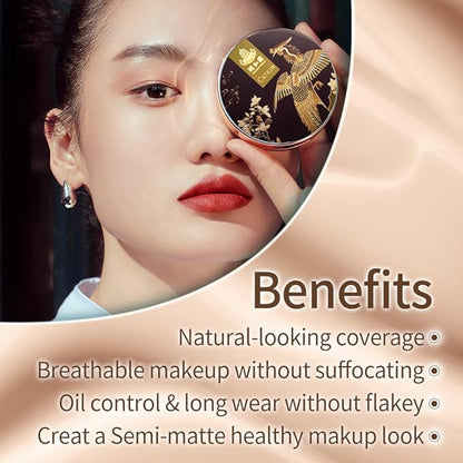 Catkin Phoenix Cushion Foundation Buildable Coverage Anti-Aging Serum Makeup, Sheer Satin Finish, Refill Included, Light Beige 0.46 Oz x 2, C02 Light Beige