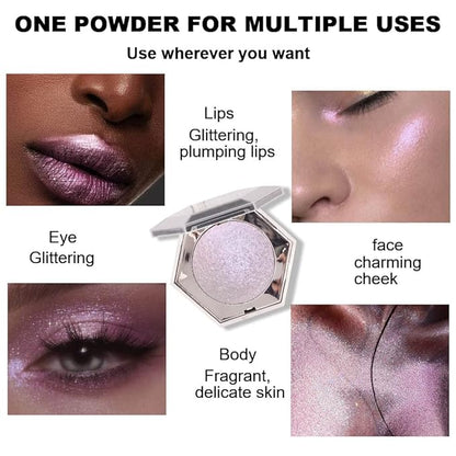 evpct Pink Mermaid Holographic Glitter Diamond Highlighter Makeup Palette for face iluminadores de maquillaje Blush Bronzer and Face Highlighters Makeup & luminizers Palette Iridescent Eyeshadow 02