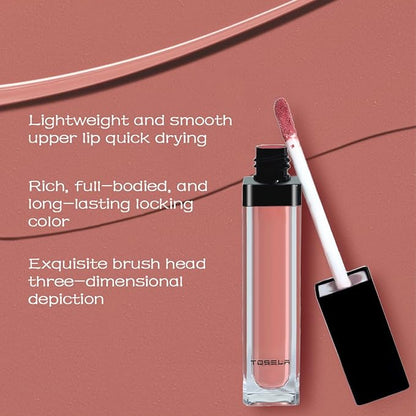 Lip Set, Lip Stain Long Lasting Waterproof, Lightweight, Non-sticky, High Shine Finish, Super Natural #04