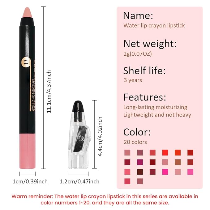 Nude Orange Crayon Matte Lipstick Lip Liner Pencil, Moisture Smooth Lipstick Penil, With Pencil Sharpener Sharpenable Lip Pen Ultimate Lip Crayon for Women Easy to Apply Waterproof 17#