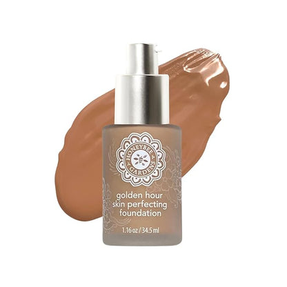 Honeybee Gardens Golden Hour Foundation In Montego, Warm Tan Neutral For Deeper Skin Tones, Skin-Perfecting, Luminous Finish, Vegan, 34.5ml