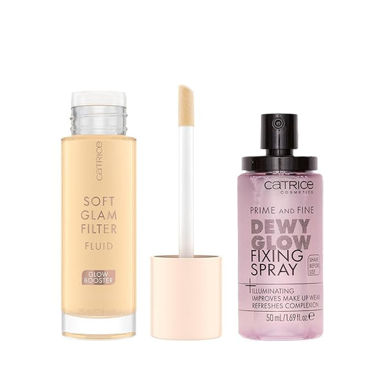 Catrice | Prime & Fine Illuminating Dewy Glow Spray & Soft Glam Filter Fluid 010 Bundle | Full Coverage Makeup | Vegan & Cruelty Free