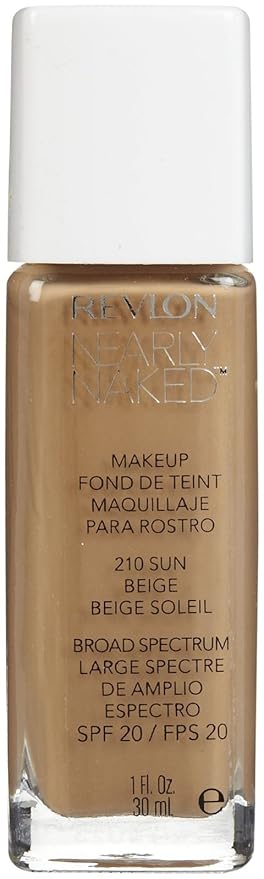 Revlon Nearly Naked Liquid Makeup Broad Spectrum SPF 20, #210 Sun Beige, 1 Fluid Ounce