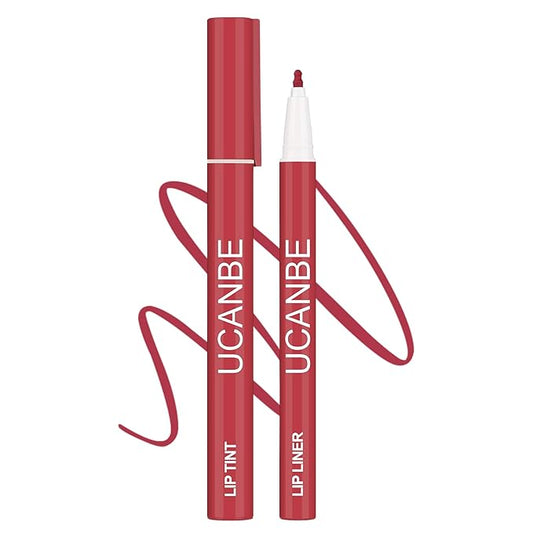 UCANBE 2pcs Matte Lip Tint Stain Set, 1 Lip Stain & 1 Lip Liner Pencil, Long Lasting Waterproof Lightweight Non-sticky Liquid Lipstick for Women & Girl (03 ESPRESSO)
