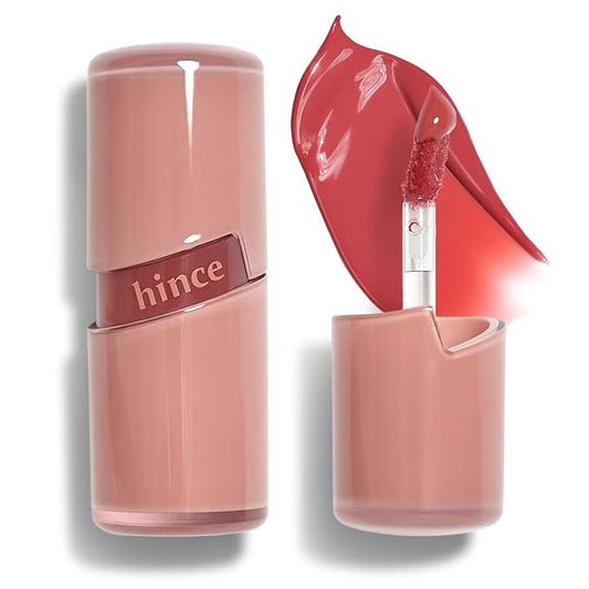 HINCE Raw Glow Gel Tint - Glossy Dewy Lip Tint, Non-Sticky & Long Wearing Lip Gloss for Natural Glass Glow, Moisturizing Liquid Lipstick, Vegan, 0.13 fl.oz. (RAW ROSE, 02)