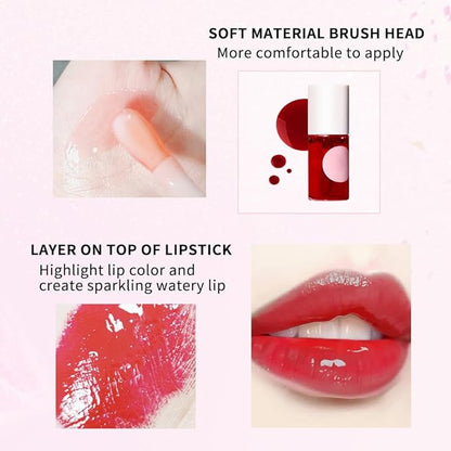Lip Tint Stain, Lip Glosses, Moisturizing Lip Stain, Lip Tint, Skin Tint, Lip-Plumping, Non-sticky, Long Lasting Lip Makeup (Apple)