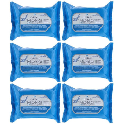 Body Drench 3-in-1 Micellar Water Makeup Remover Wipes – Removes Waterproof Makeup, Facial Cleanser, 30 Ct. (6 Pack)
