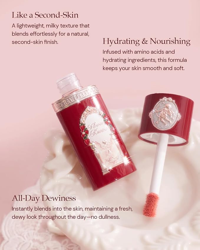 Flower Knows Strawberry Cupid All Day Glow Liquid Blush 05+Little Angel Cushion Powder Puff Set