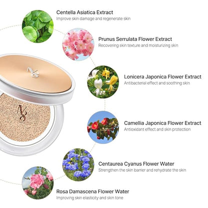 NUMBER EIGHT Skin Master Natural Cover Fit Cushion Foundation SPF 50+ PA+++ | N23 NEUTRAL BEIGE | Long lasting, Lightweight, Flawless Coverage, Hypoallergenic, Korean Beauty (15g / 0.52oz.)