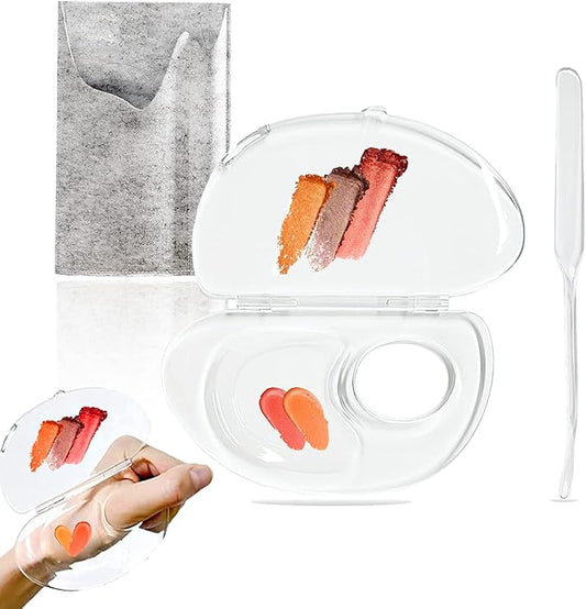 180 Degree Folding Acrylic Makeup Mixing Palette, Plastic Foundation Makeup Facial Palette with Felt Bag, Transparent Spatula Tool for Eyeshadow Liquid Foundation