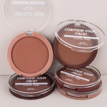 Contour Powder Foundation - Matte Finish, Waterproof & Oil-Control, All-Day Wear for Natural 3D Sculpting, No Cakey or Fading (Shade Adjustable)(3#, 1 Count (Pack of 1))