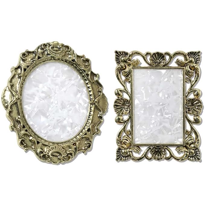 Teensery 2 Pcs Resin Nail Art Palette Mixing Plate Vintage Edge Display Board Cosmetic Tray Manicure Tool for Home and Salon Use