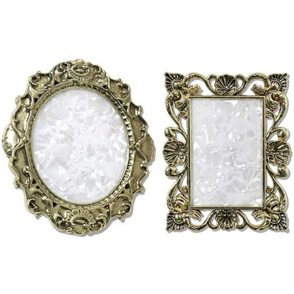 Teensery 2 Pcs Resin Nail Art Palette Mixing Plate Vintage Edge Display Board Cosmetic Tray Manicure Tool for Home and Salon Use