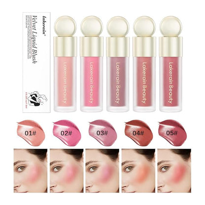 Liquid Blush For Cheeks, Soft Velvet Cream Blush Face Blush Makeup, Pink Blush Red Blush Skin Tint, Natural-Looking Matte Finish Makeup Blush Stick, Waterproof&Long Lasting Dewy Cheek Tint, Moisturizing&Lightweight Blendable Feel Blush Makeup (1#)