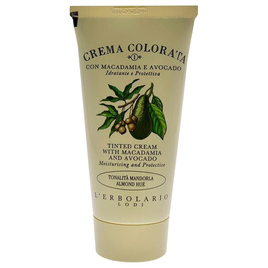 L'Erbolario Tinted Face Cream - Moisturizer Face Cream - Innovative Makeup Lotion - Protects Your Skin From Wrinkles and Dryness - Tinted Cream with Macadamia and Avocado - Almond Hue - 1.6 oz