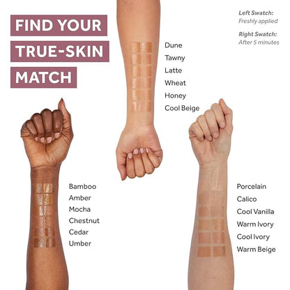 No7 Lift & Luminate Triple Action Serum Foundation - Liquid Makeup with SPF 15 for a Dewy, Glowy Base - Radiant Formula for Mature Skin - Umber (1 Fl Oz)