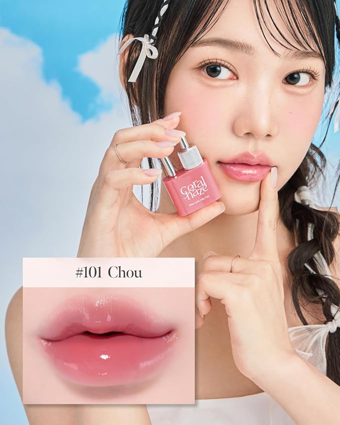 CORLAHAZE Glow Lock Jelly Tint 101 Chou 4g, Hydrating Jelly Glow Lip Stain, High-Shine, Long-Lasting Color Moisturizing Lip Enhancer with Rosehip Oil, Collectible Lock-Shaped Design, Korean Makeup