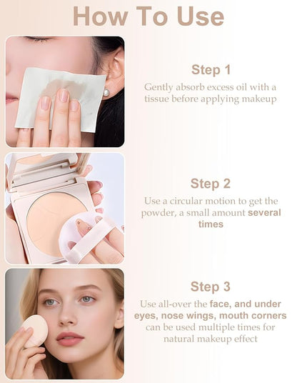 Pressed Mineral Powder Foundation Palette 4-in-1 SPF 35 Concealer Setting Makeup Matte Finish Lightweight Buildable Coverage Oil Control Sun Protection for Women Daily Use