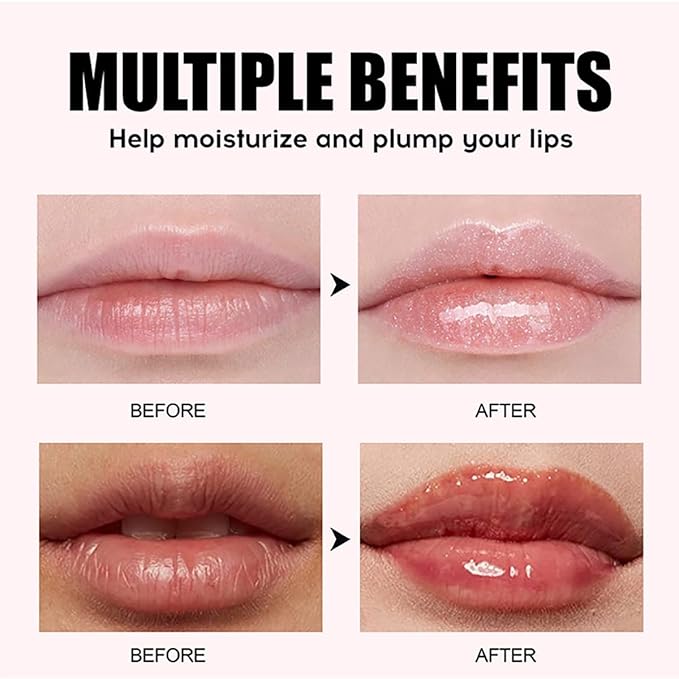 Hydrating Lip Oil, Big Brush Head Lip Glaze Shiny Transparent Lip Glow Oil, Nourishing & Non-sticky Long Lasting Fresh Clear Smooth Lip Care Plumping Lip Oil (Set A+B)