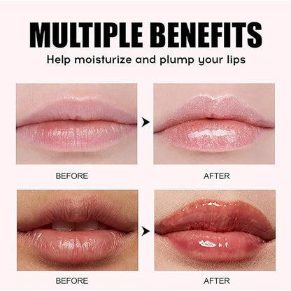 Hydrating Lip Oil, Big Brush Head Lip Glaze Shiny Transparent Lip Glow Oil, Nourishing & Non-sticky Long Lasting Fresh Clear Smooth Lip Care Plumping Lip Oil (Set A+B)