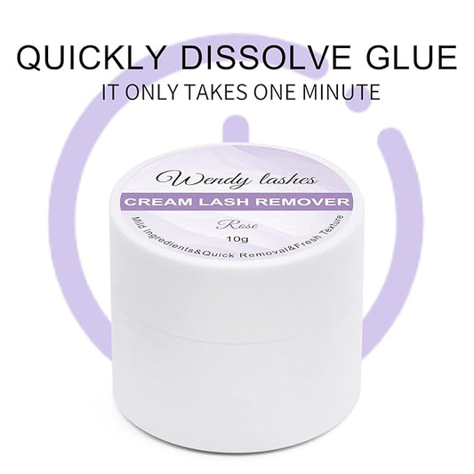 Lash Remover for Lash Extensions Low Irritation 10g Cream Glue-Remover Professional Fast Sensitive Skin Dissolution Lash Extension Remover By WENDY LASHES（Rose,10g）