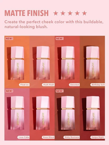 SHEGLAM Color Bloom Dayglow Liquid Blush Makeup for Cheeks Shimmer Finish - Risky Business