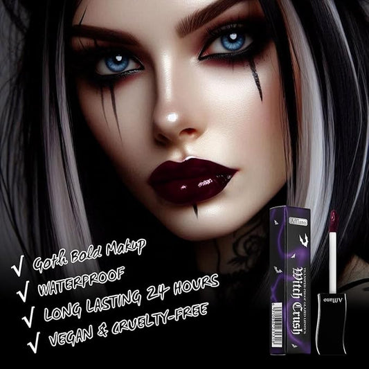 Gothic Lip Gloss - Non-Sticky, Long-Lasting, High Pigmented Gloss with Glossy Finish | Moisturizing, Smudge-Proof Lip Gloss for Halloween, Cosplay & Gothic Makeup