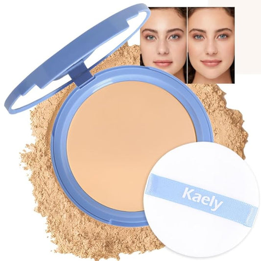 evpct Oil Control Pressed Face Powder Compact for Women, Translucent Setting Powder Makeup Foundation for Women, Waterproof Long Lasting Lightweight, polvo compacto de maquillaje, 02 Natural Beige