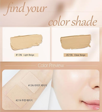 ENOUGH Collagen 3X Moisture Stick Foundation with Brush, Full Coverage Tinted Sunscreen for Face, Long-Lasting Korean Makeup, Perfect Тinted Мoisturizer with SPF 50+ (#21N Clear Beige, 0.49 oz / 14g)