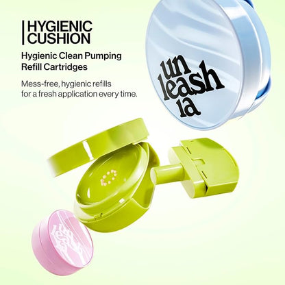UNLEASHIA Foundation Makeup Healthy-Green Cushion Refill - 15g, Lightweight Buildable Coverage, Vegan Makeup, Natural Satin Finish(18C)