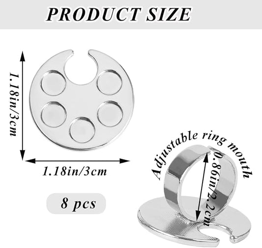 8 Pcs Mini Nail Art Palette Metal Finger Rings Manicure Palette Nail Paint Art Palette for Manicure Nail Polish Art Tools Makeup Palettes