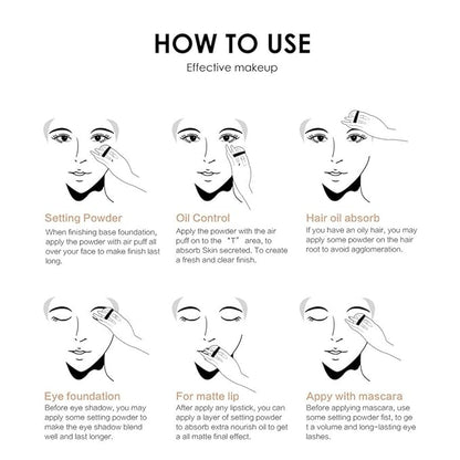 MAEPEOR Matte Setting Loose Powder 8 Colors Smooth and Lightweight Face Powder for Brightening and Setting Makeup with Face Puff (01 Desert)