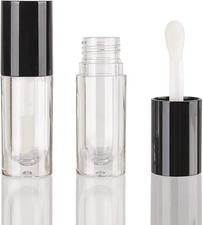 COSIDEA 50pcs Empty Black 6ml big doe foot wand lip gloss tubes Round Chunky lipgloss tubes containers wholesale with thick large brush