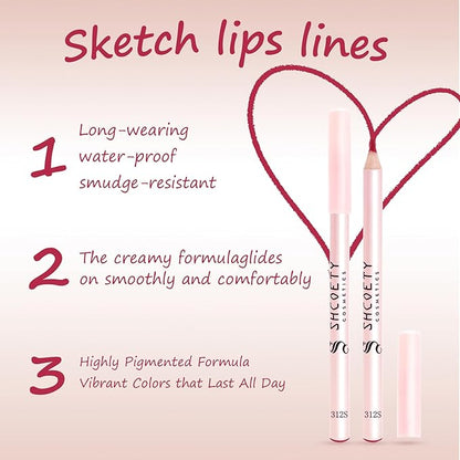 12 Colors Lip Liner Combo, Matte Nude Lipstick Long Lasting and Non-removal Waterproof Smooth Ultra Fine Texture High Pigmented Lip Plumping Brown Black Color Lip Pencil Makeup