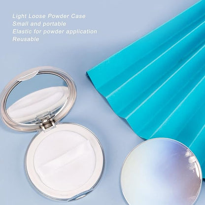 3g Empty Powder Box, Refillable Loose Portable Makeup Setting Blush Case Container with Puff Holder Compact Slim Mirror and Elasticated Net Sifter Mini No Leaks Set