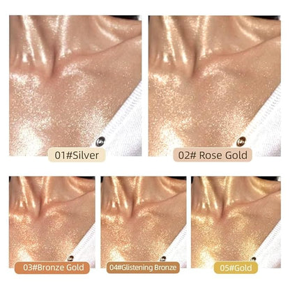 MAEPEOR Body Luminizer 5 Colors Smooth Subtle Shimmer Illuminator Moisturizing Long Lasting Summer Glow for Face and Body (40ML, 03 Bronze Gold)