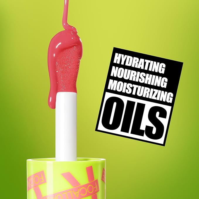 FOCALLURE Lip Oil,Moisturizing,Hydrating Lip Gloss,Transparent Toot Lip Glow Oil,Shiny Glossy Finish,Non-Sticky,Long Lasting,Tinted Lip Balm for Dry Lips and Lip Care,Candy Apple