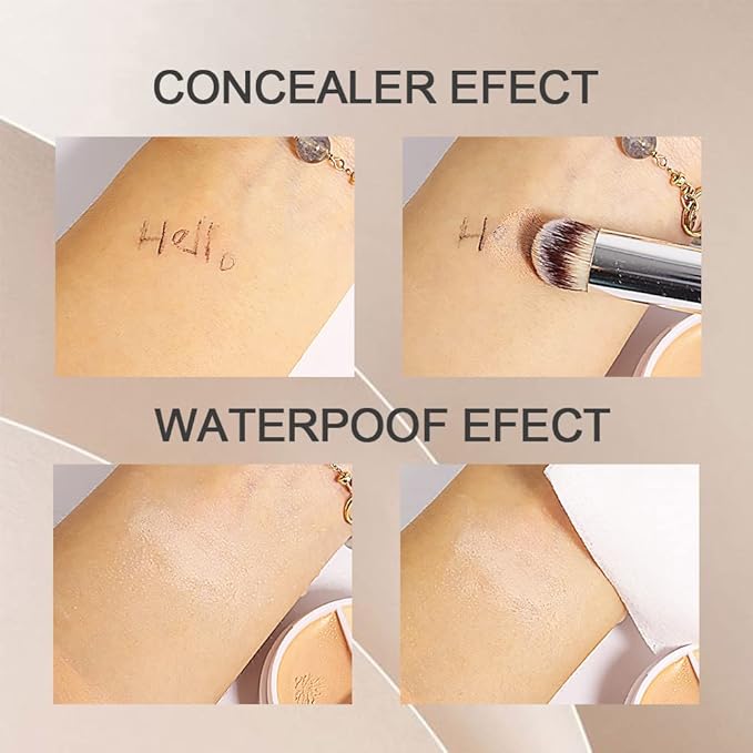 2 pcs Tri-color Face Concealer Contour Palette With Brush for Light Medium Skin. Correct Cream Foundation Palet for Under Eye Dark Circles Eyelid Tattoo. Ivory Cream Makeup Plate corrector de ojeras