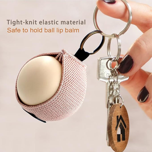 WKieason Lip Balm Holder Sleeve with Keychain Lipstick Sleeve Holder Tight-knit Elastic Holder for Ball Lip Balm Lipstick Holder Keychain (Blackx3)