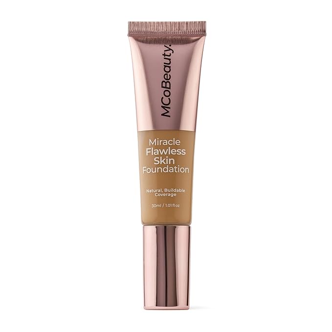 MCoBeauty Miracle Flawless Skin Foundation, 5 Natural Beige, Natural, Buildable Coverage for All-Day Wear, Vegan, Cruelty Free Cosmetics