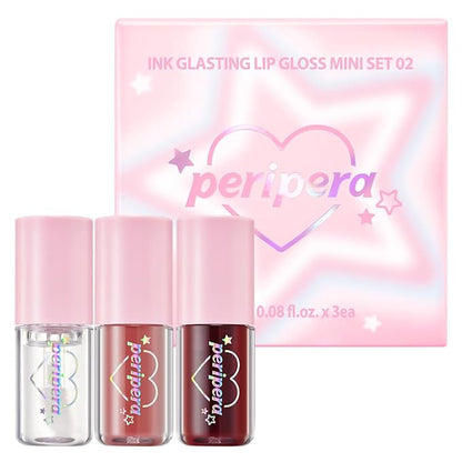 Peripera Ink Glasting Mini Gift Sets Lip Gloss (2.5ml * 3), Long-Lasting Hydration, Moisturizing Korean Lip